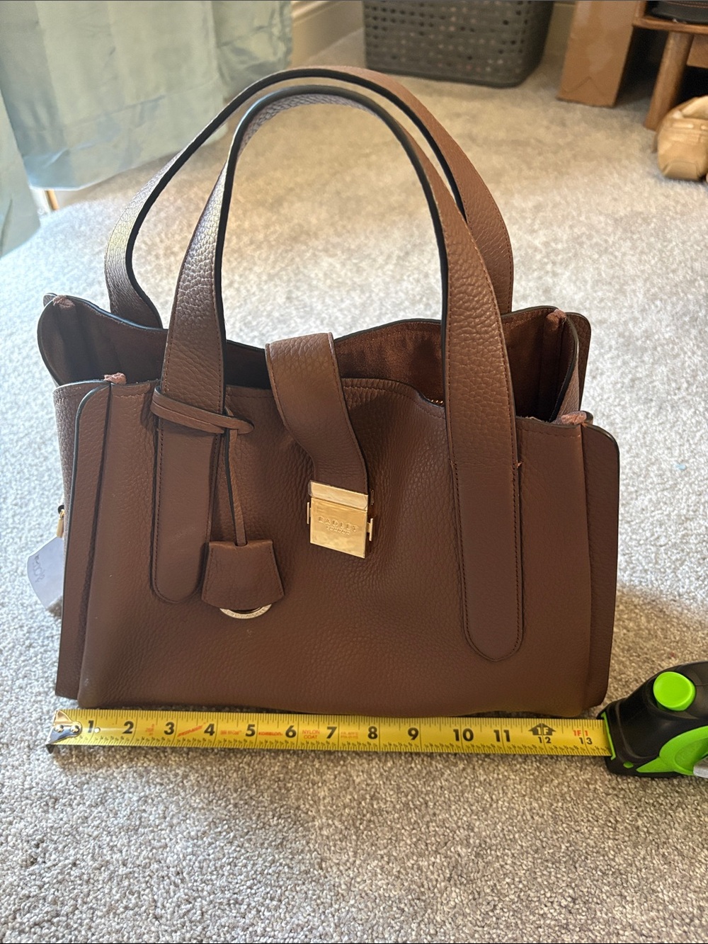 RADLEY LONDON Brown Pebbled Leather Top-Handle Crossbody - Picture 7 of 9